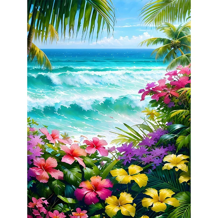 Flowers On The Coast - Full Round Drill Diamond Painting - 30*40CM(Canvas)