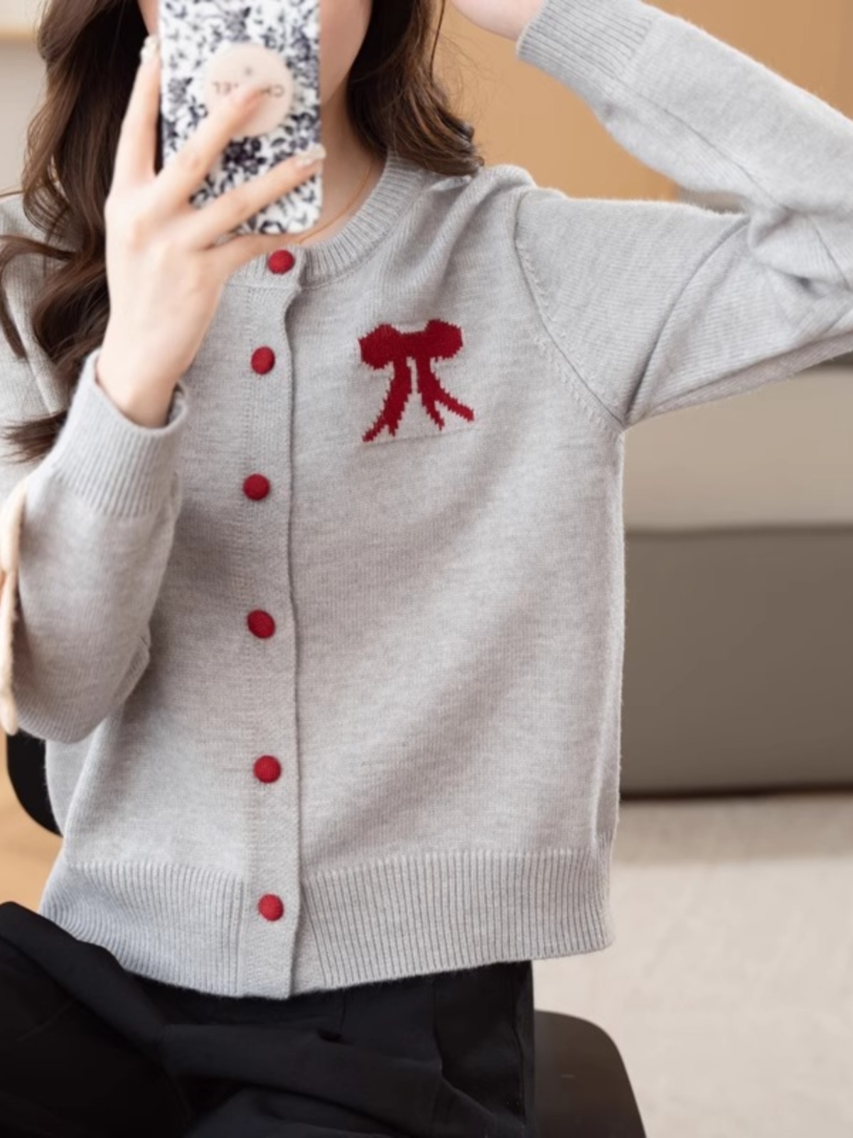 Chasenstones modest 2024 Simple Knitted Cardigan Sweater Wear Top Women's New Japanese Spring Autumn Inner Wear and Outer Wear Western Style Coat