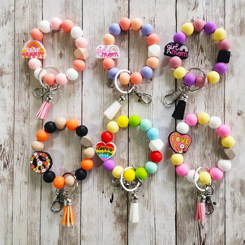 Classic Style Animal Alloy Wooden Beads Silica Gel Bag Pendant Bracelets Keychain