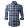 Men's Printed Long Sleeve Plaid Shirt