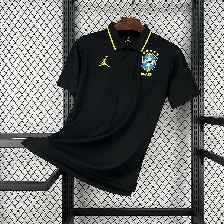 【S~2XL】2026 World Cup Brazil Black Polo Shirt1:1 Thai Quality