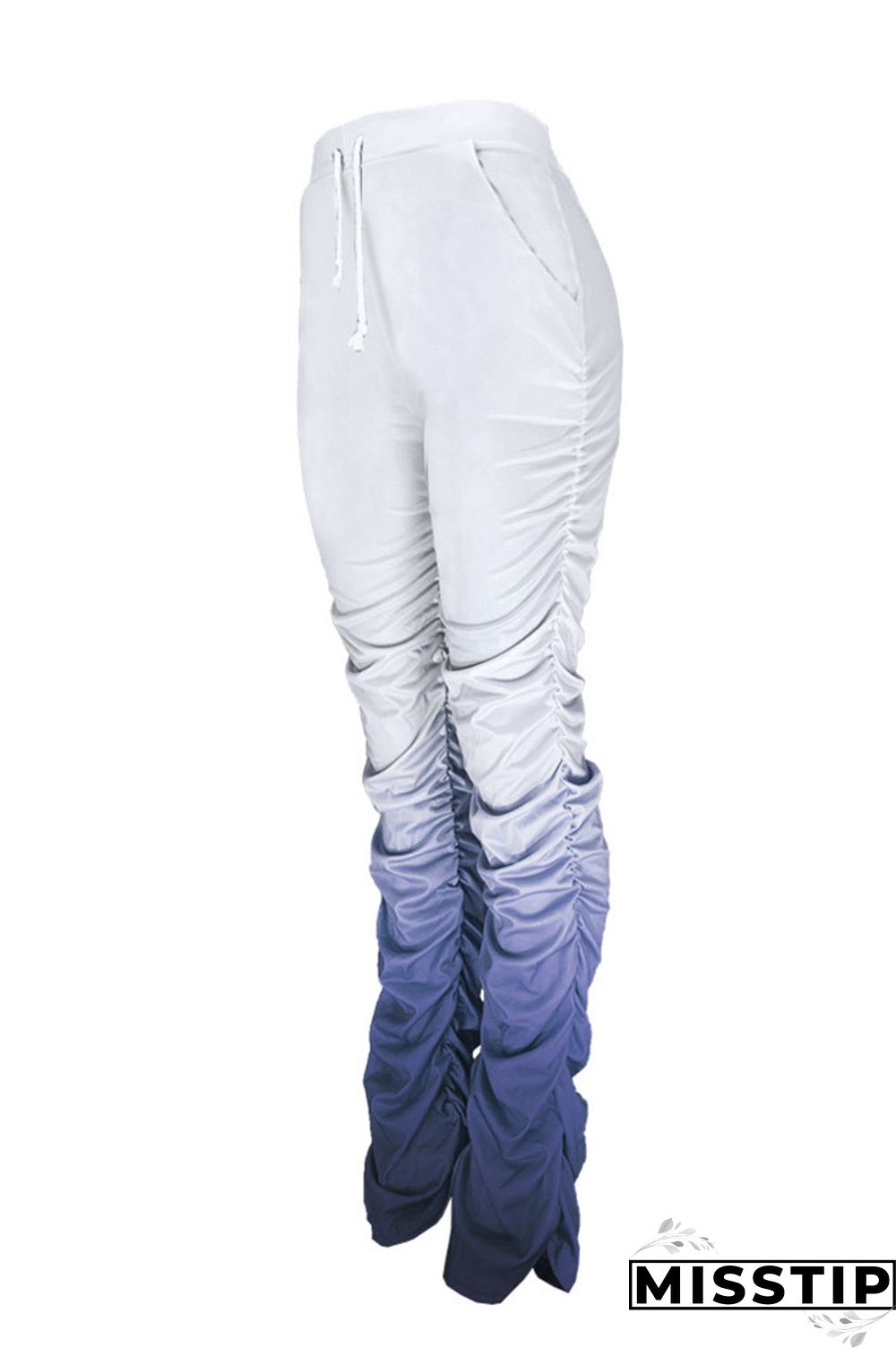 GradientYellow Fashion Casual Gradient Printed Trousers