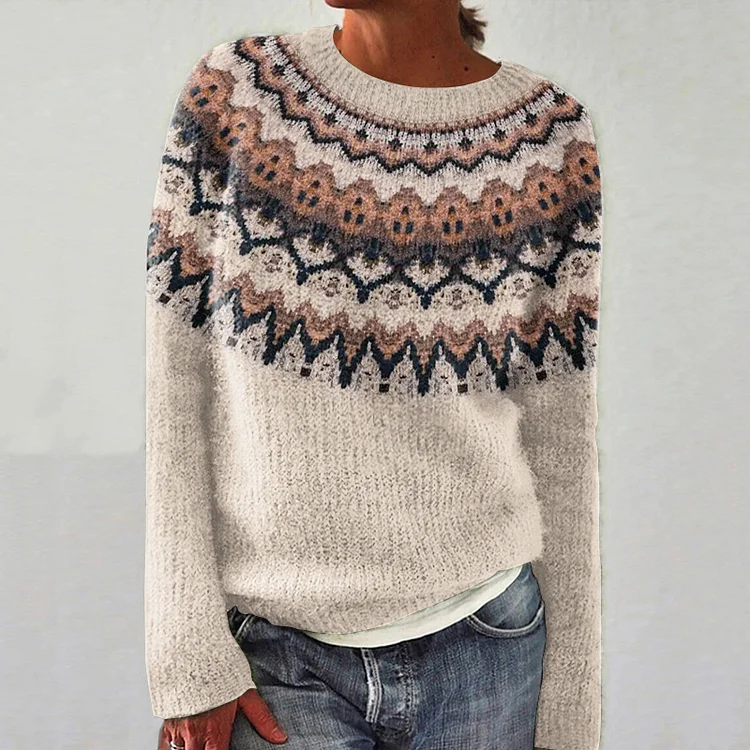 Utbros Vintage Icelandic Pattern Knit Sweater