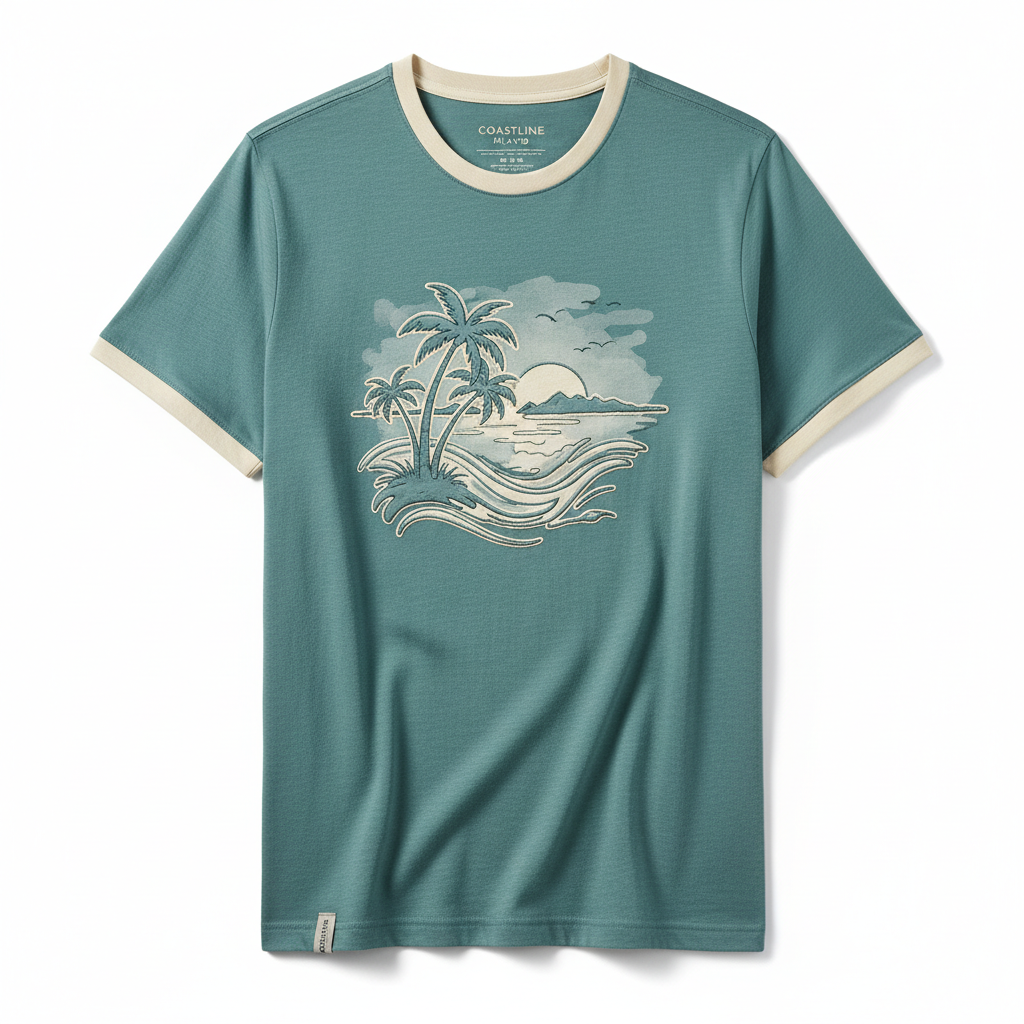 thesupersurf Coastline Graphic T-Shirt with Palm Tree Design 
