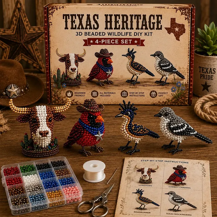 State Wildlife Beaded DIY Kit &ndash; 4-Piece Handmade Animal Craft Set Collection (💖Beginner Friendly) 