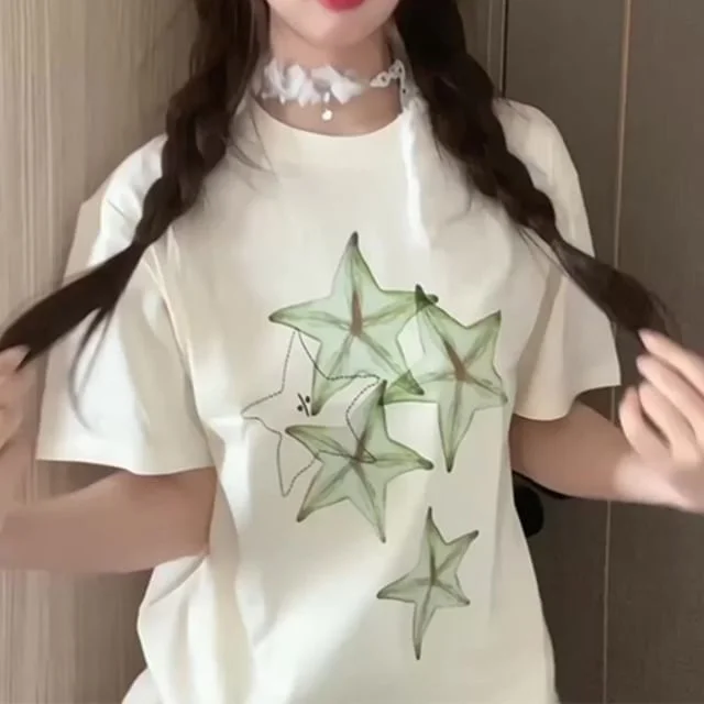 Print Short-Sleeve T-Shirt Star Crewneck