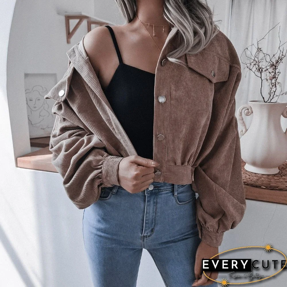 Lantern Long Sleeve Corduroy Casual Jacket Jacket Single-breasted Women's Jacket In Autumn and Winter