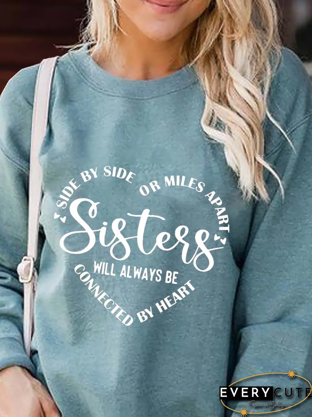 Crew Neck Text Letters Loose Sweatshirts