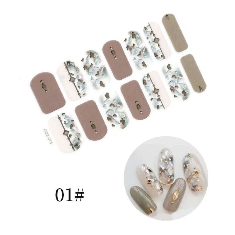 New Designs Full Cover Nail Stickers Fashion Flowers Nail Sticker Set Self Adhesive Manicure Decoracion Nail Strips-Nail Inspo
