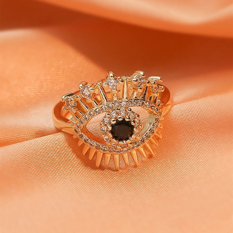 Retro Copper Devil's Eye Rings Street Zircon