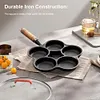 5 Round Holes Egg Frying Pan Cast Iron Omelet Pan for Gas Stove Induction Cooker