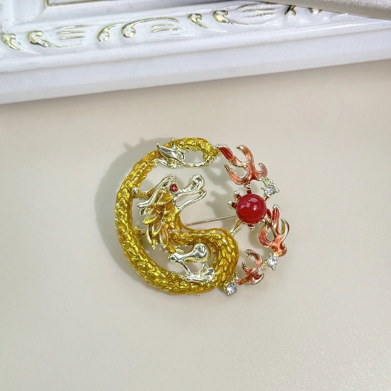 IG Style Ethnic Style Pin Dragon Zinc Alloy Plating Inlay Rhinestones Pearl Women’s Brooches