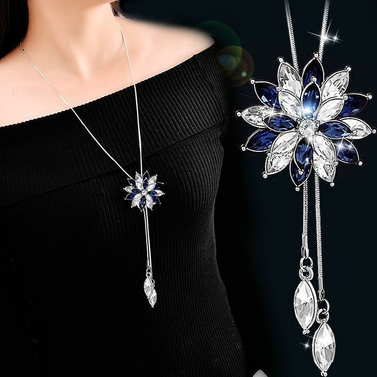 YOY-Snowflake Zircon Fashion Silver Color Crystal Maxi Necklaces
