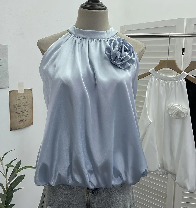 Nigikala Nigikala Shooting French Gold Wind Hanging Shoulder Waistcoat Woman Design Feel Sleeveless Bud Top Loose Shirt 1170