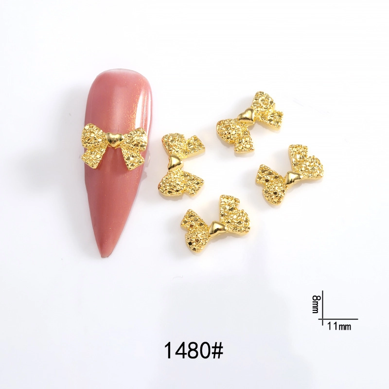 Lz Japanese Internet Celebrant Hot Manicure Diamond Bow Three-dimensional Metal Gold And Silver Super Flash Nail Jewelry Bow Tie
