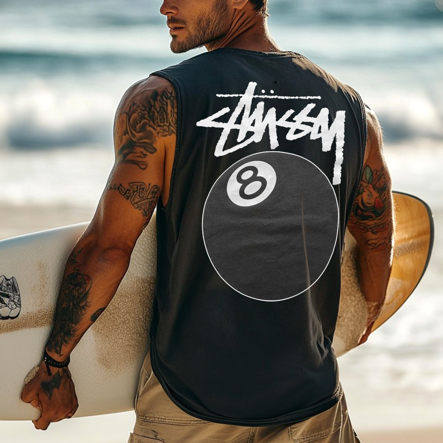  Casual Sleeveless Graphic Tee for Beach and Summer Activities
