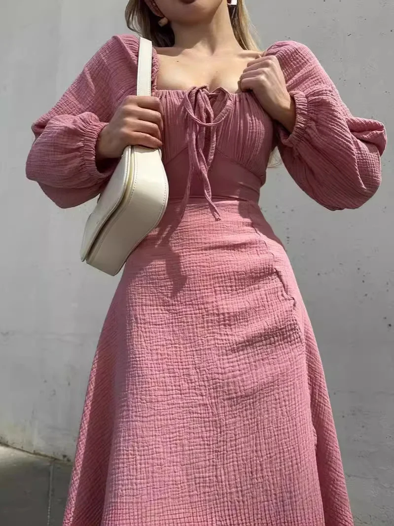 Nigikala Nigikala Women's Spring/Summer Explosion Solid Color Square Collar Sexy Open Skirt