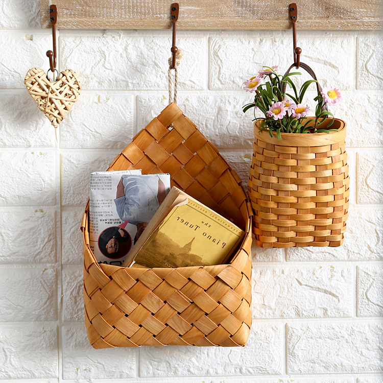 Storage Basket Wall Hanging Natural Wicker Flower Basket | AvasHome