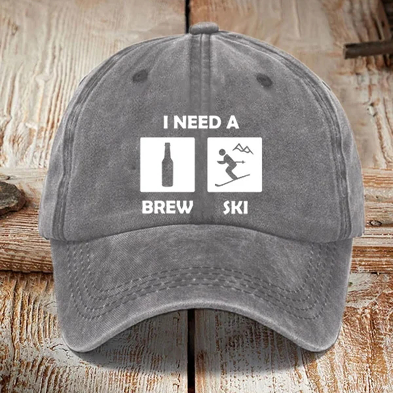 Comstylish Unisex Funny Ski "I Need A Brew Ski" Printed Hat