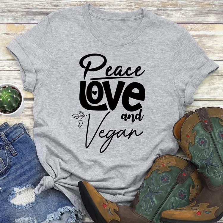 Peace Love and Vegan  T-Shirt Tee-04562-Annaletters