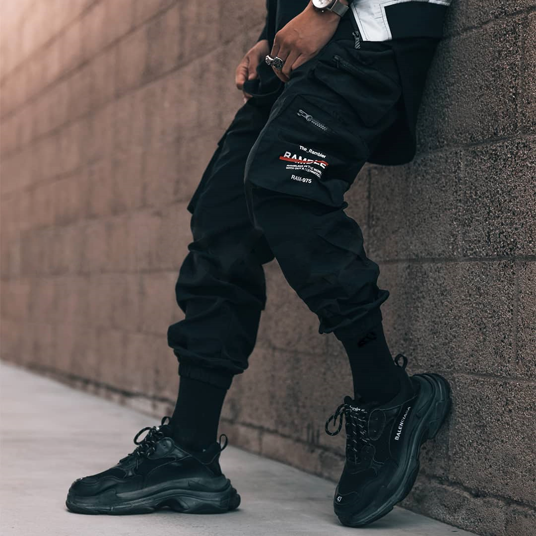 Men's Fashion Black Multi Pocket Cargo Pants