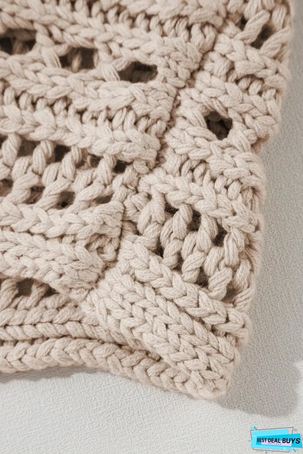 Smoke Gray Hollow-out Cable Knit Cropped Sweater