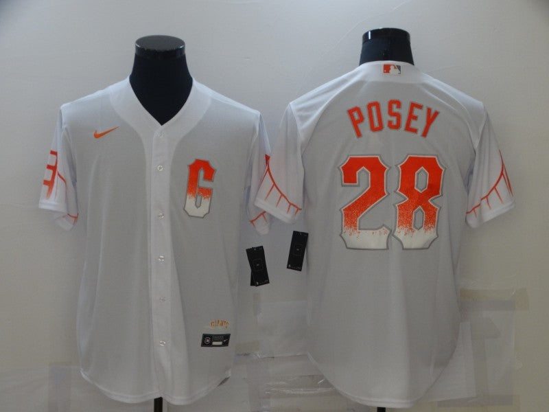 Men's San Francisco Giants Buster Posey #28 White Replica Player Jersey City Edition mysite