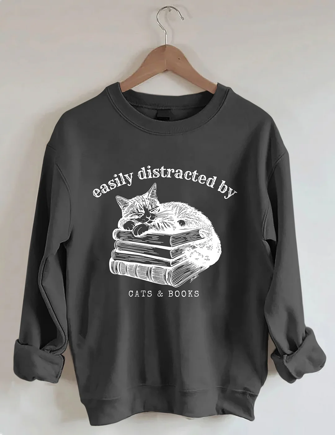 Easily Distracted By Cats And Books Sweatshirt