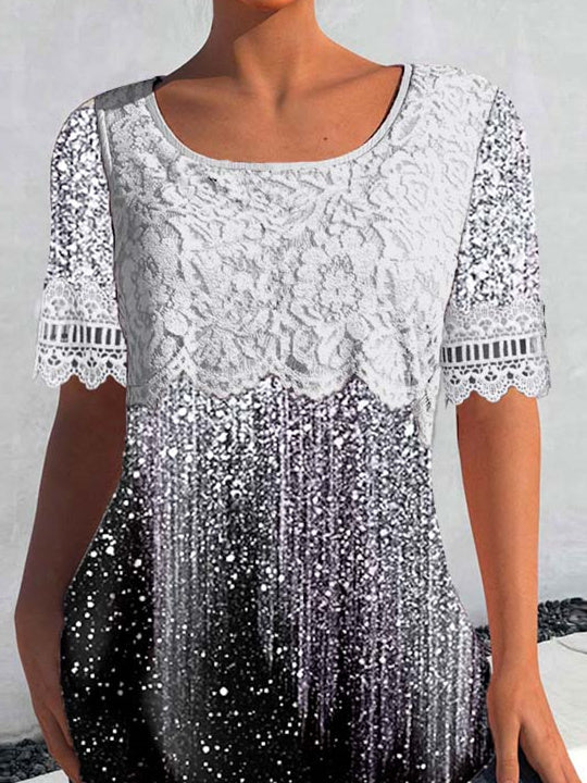 Women Half Sleeve V-neck Solid Color Dress