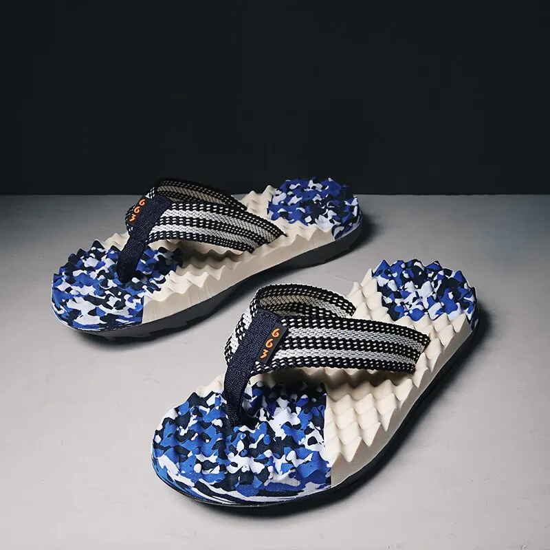 Hot Fashion Camouflage Thick Bottom Flip Flops Men's Non-Slip Outer Wear Men's Slippers Summer Massage Beach Soft Bottom Sandals