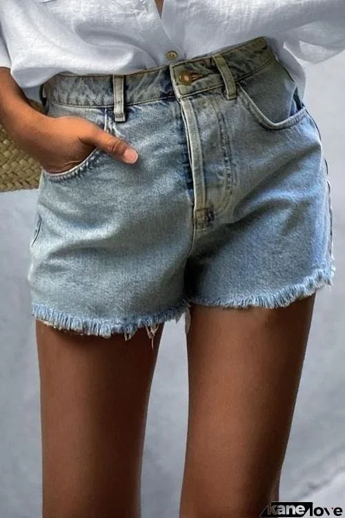 Classical Raw Edge Denim Short