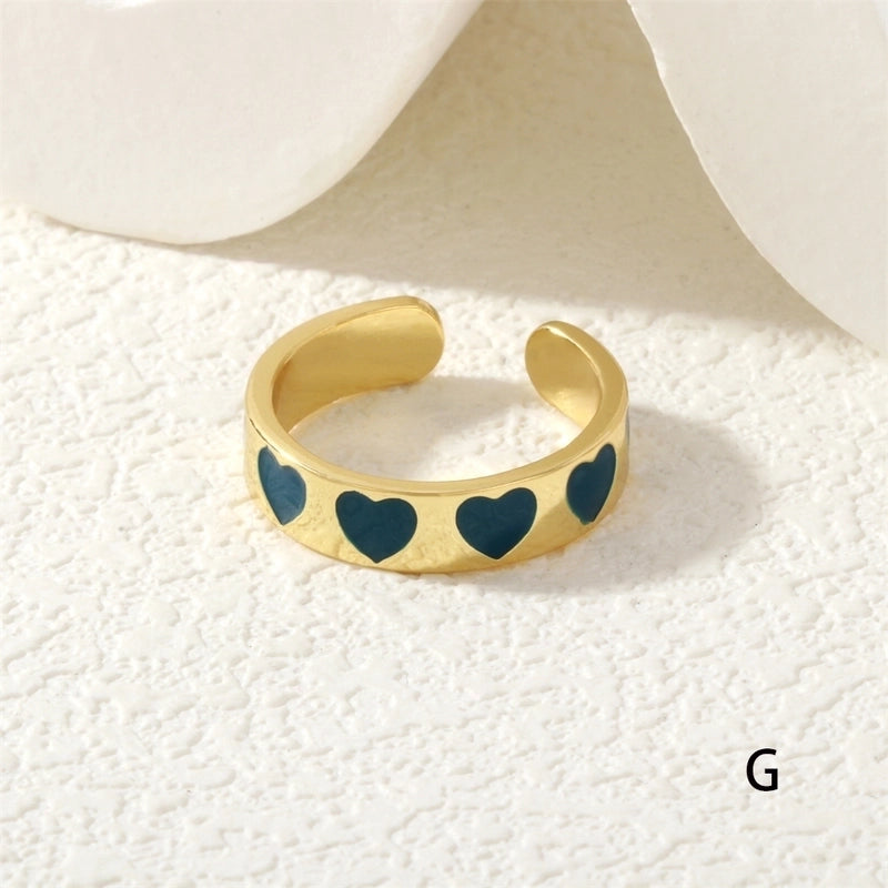 Cute Pentagram Copper Enamel Open Rings