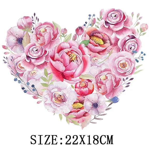 Beautiful Flowers Thermal Sticker On T-shirt DIY Washable Iron On Transfer For Clothing Funny Design Patches On Clothes Applique
