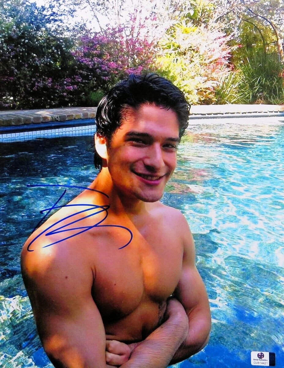 Tyler Posey Signed Autographed 11X14 Photo Poster painting Teen Wolf Sexy in Pool GV814421