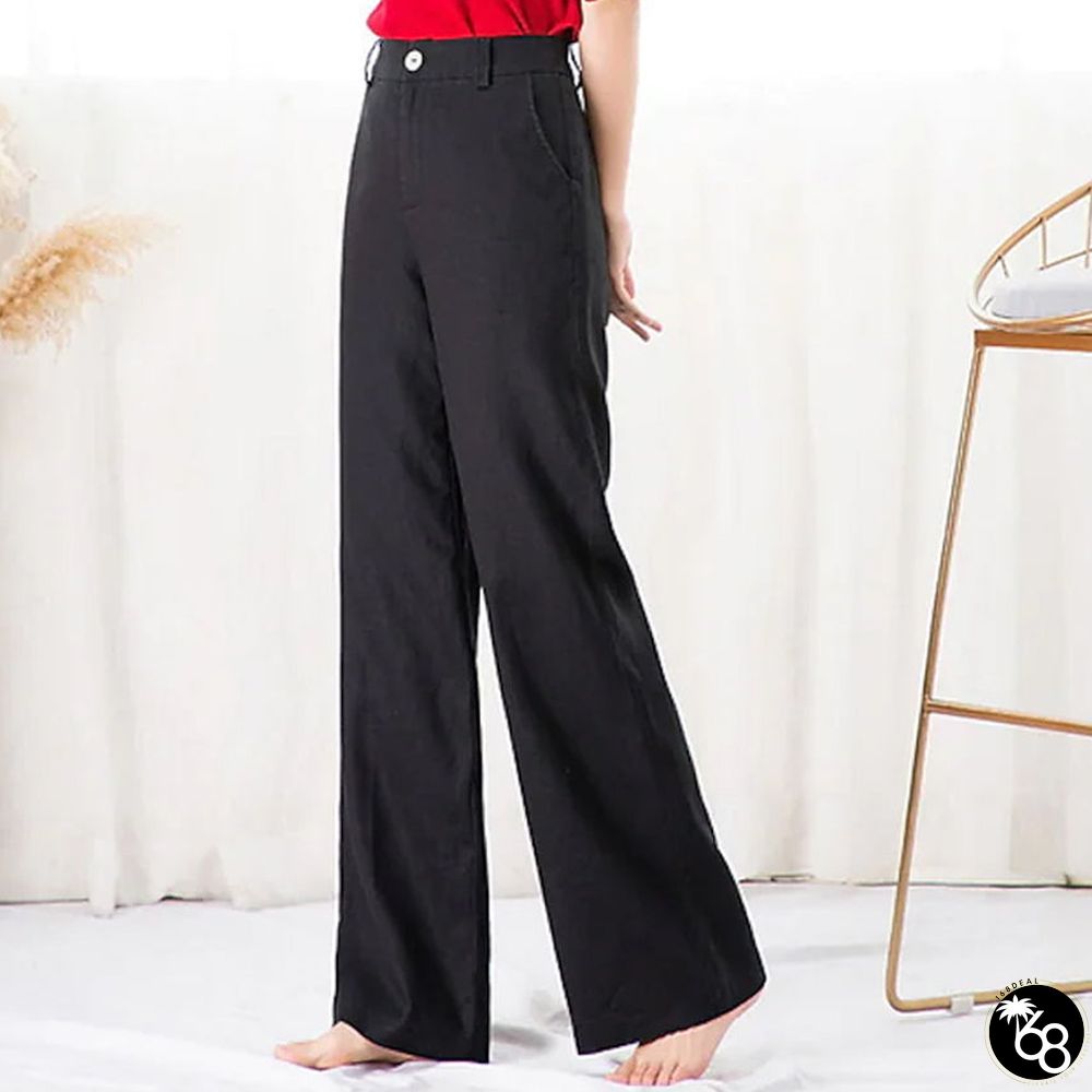 Women's Basic Soft Straight Twill Pants | 168DEAL