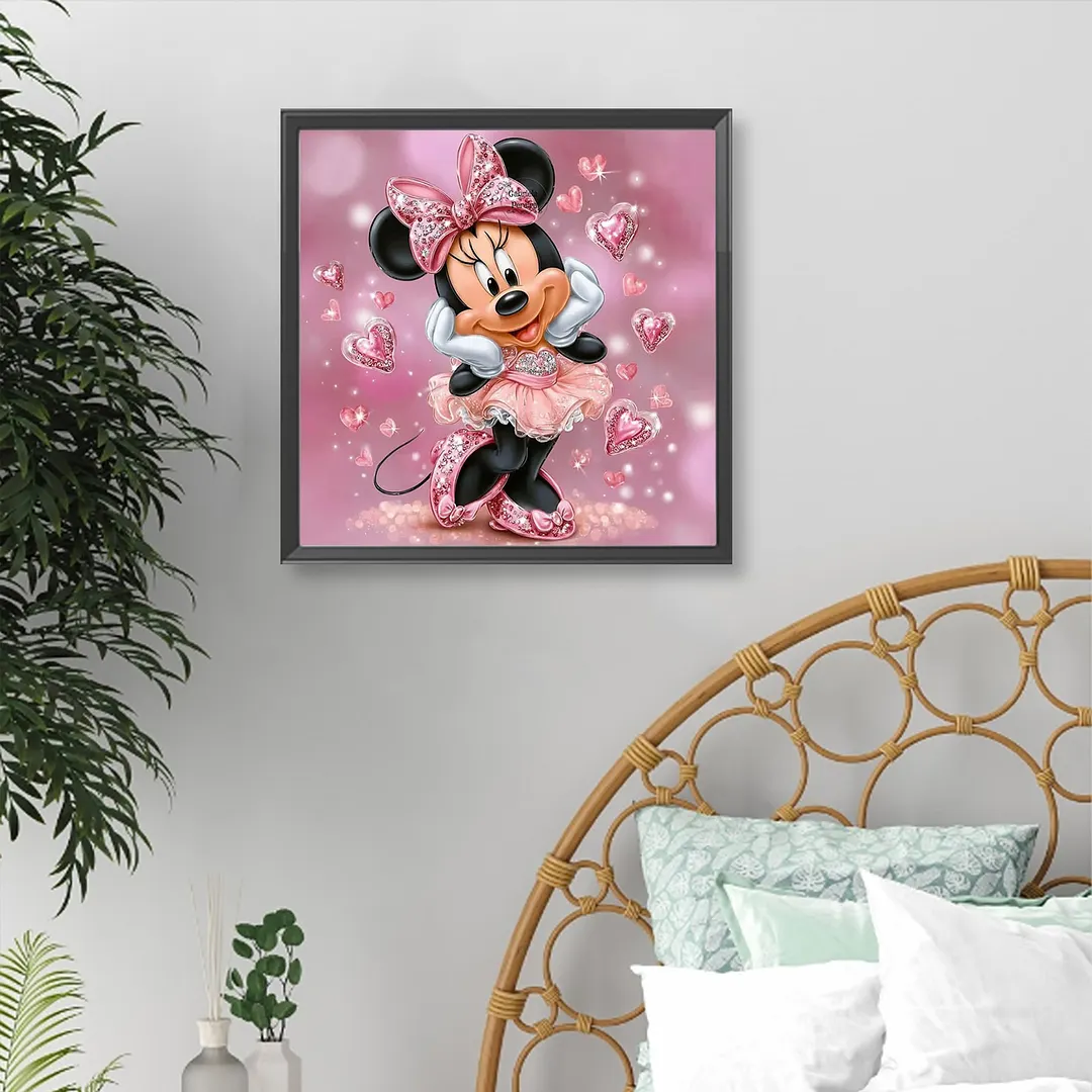 Pink Sparkle Ballerina Minnie Full DIY 5D Round Drill Diamond Painting Kits for Adults/Beginners Home Decor Diamond Dots Paintings Picture Arts Craft 30x30cm