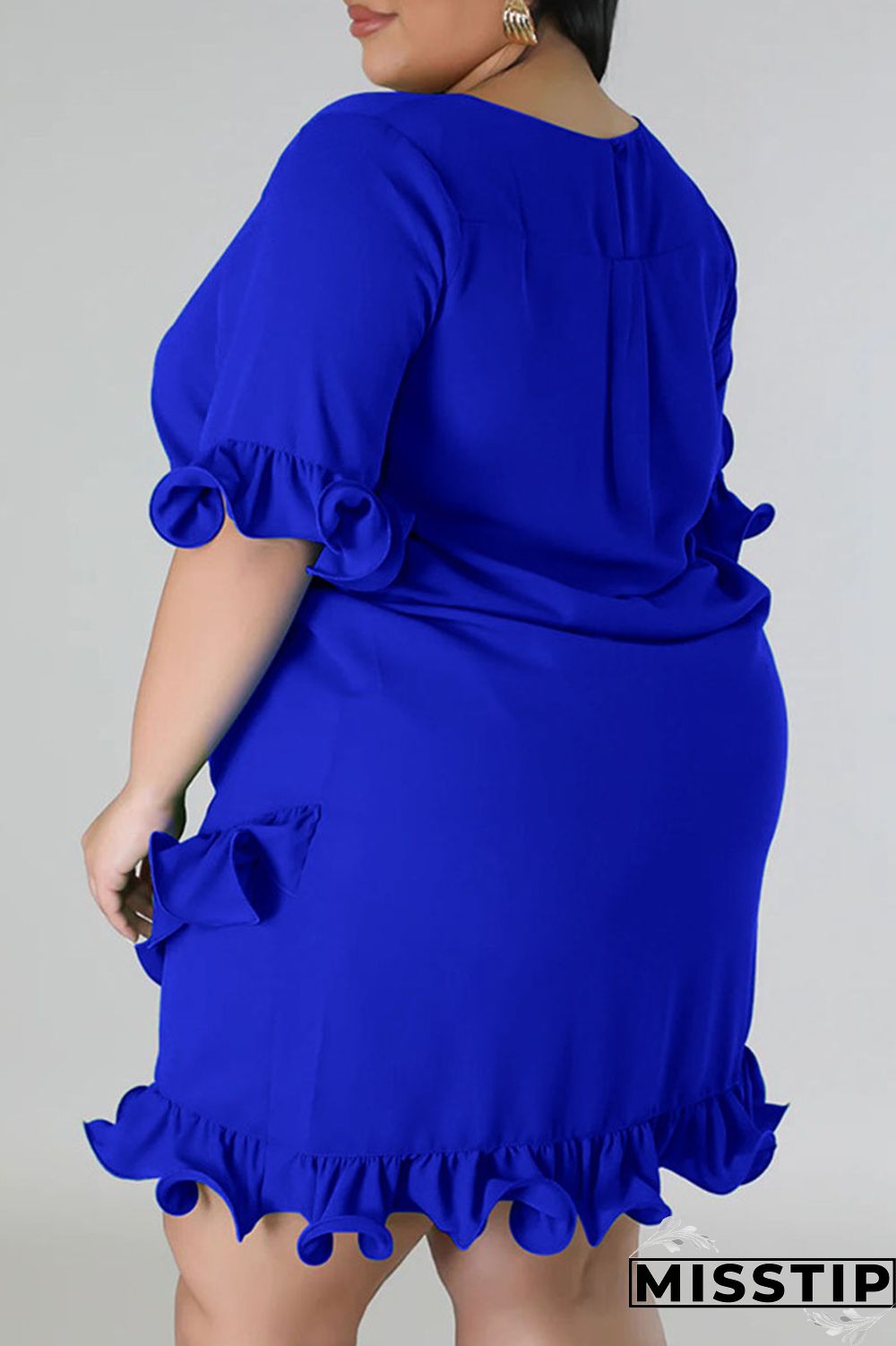 Green Casual Solid Patchwork Asymmetrical Stringy Selvedge O Neck Straight Plus Size Dresses