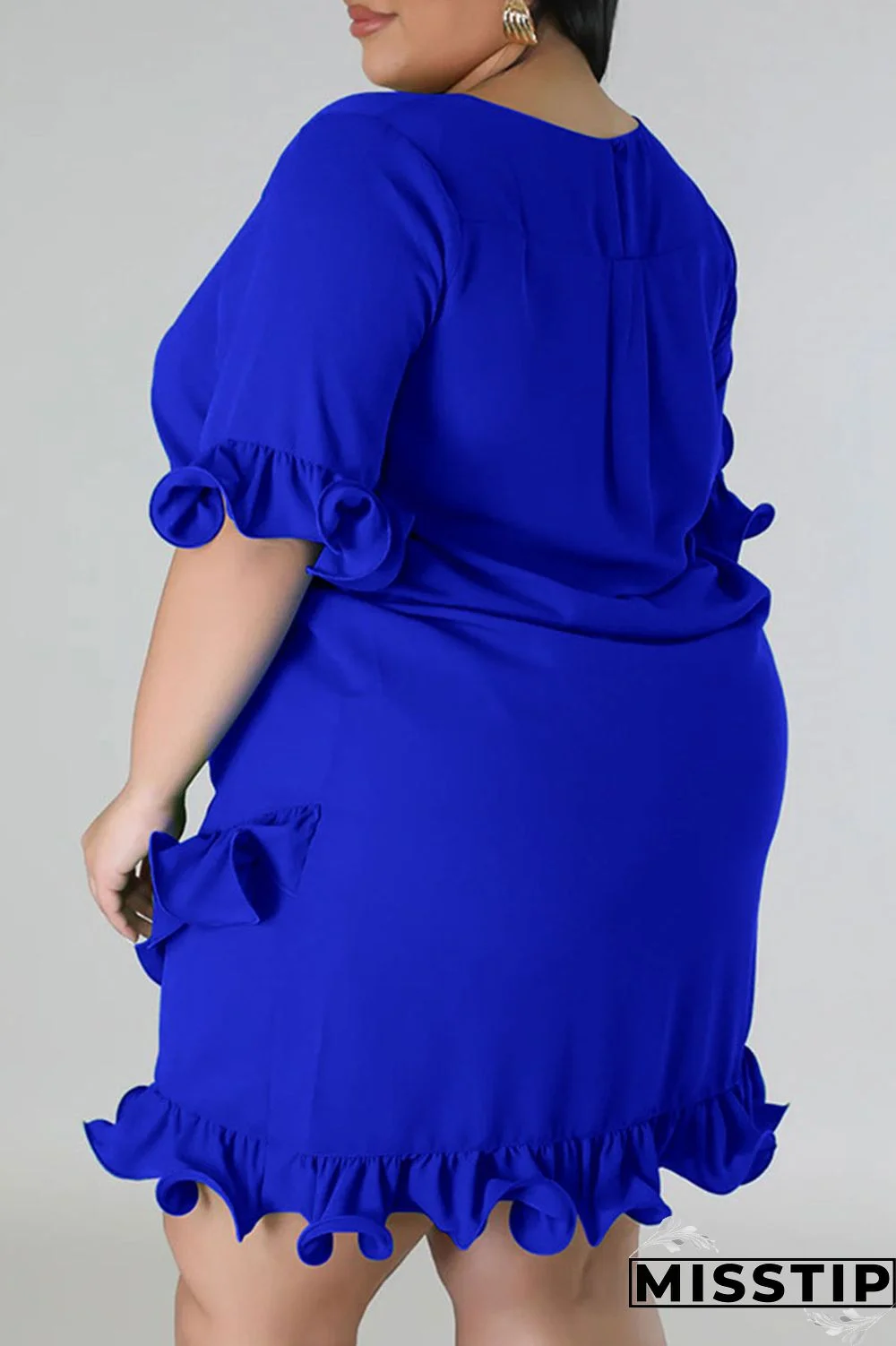 Green Casual Solid Patchwork Asymmetrical Stringy Selvedge O Neck Straight Plus Size Dresses