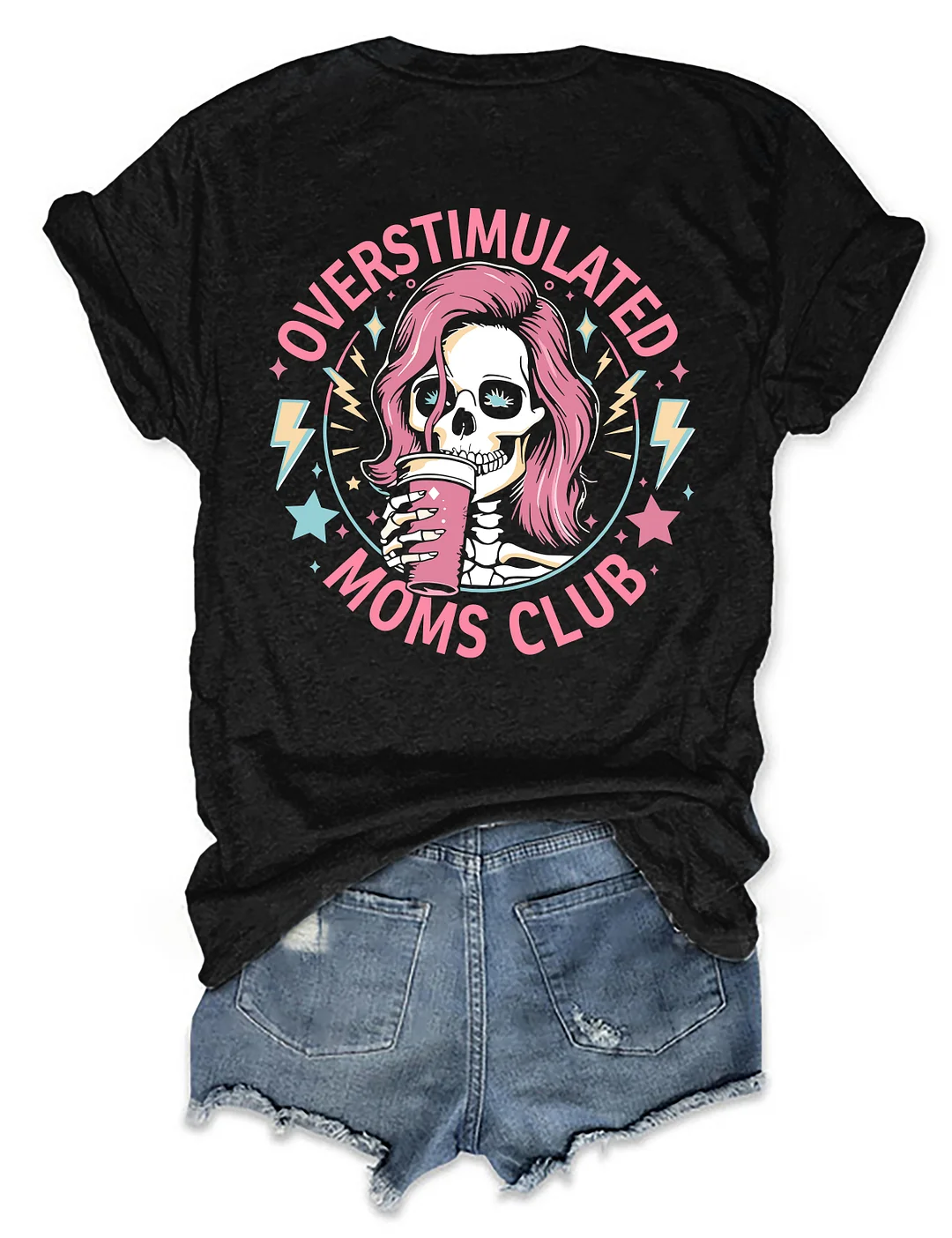 Skeleton Overstimulated Mom Club T-shirt