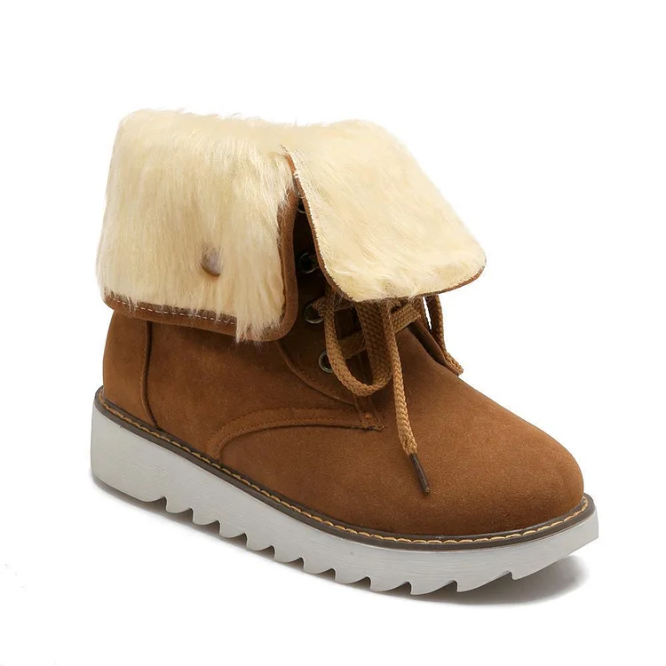 Non Slip Ankle Snow Booties Faux Fur Mid Calf Warm Boots