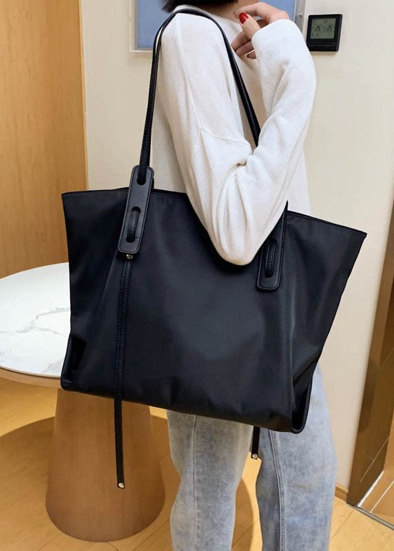 Art Black Solid Casual nylon Tote Handbag CK045- Fabulory
