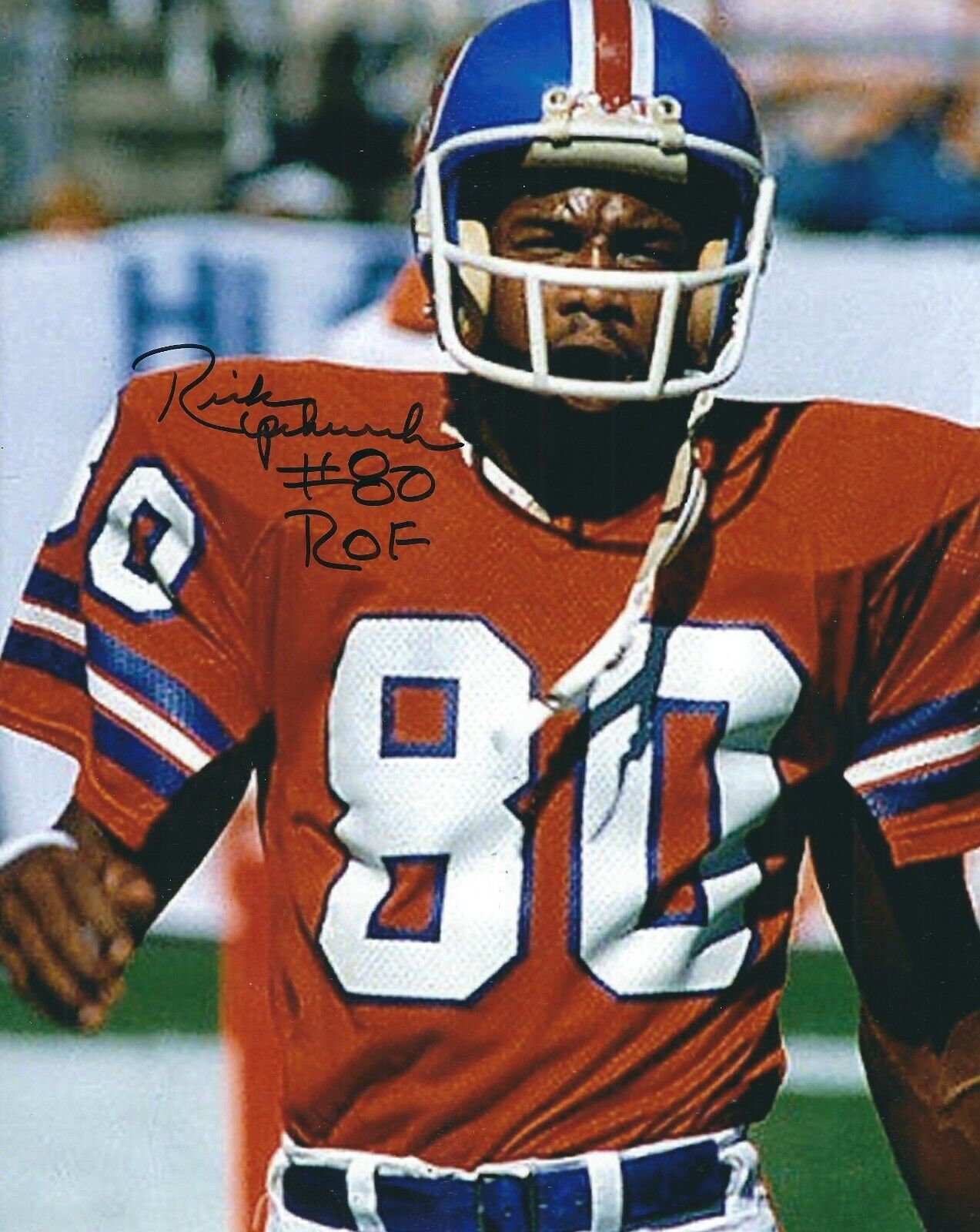 Signed 8x10 RICK UPCHURCH Denver Broncos Autographed Photo Poster painting COA