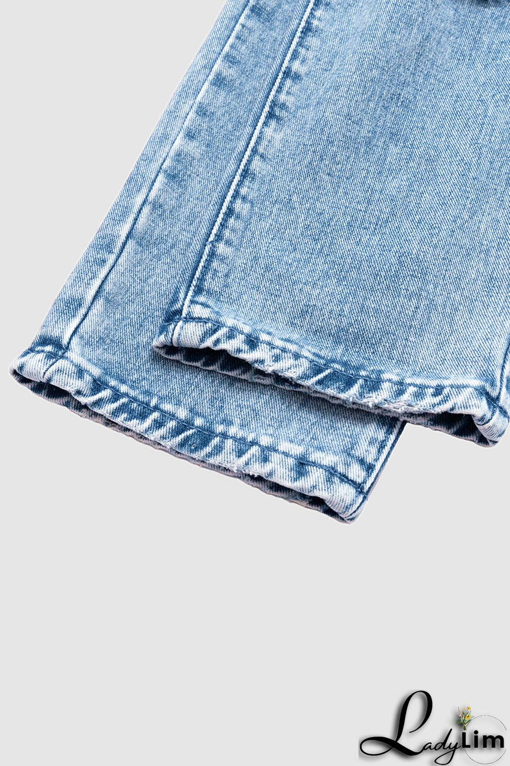 Ripped Low Waist Slant Pocket Straight Leg Jeans