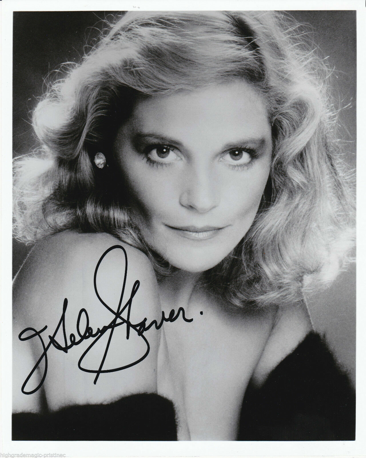 HELEN SHAVER AUTOGRAPHED SIGNED 8X10 B&W PRESS Photo Poster painting CLOSE UP