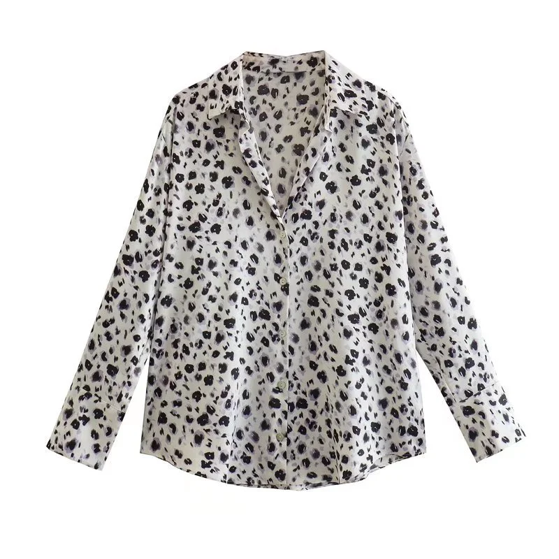 Nigikala Nigikala Women's Multi-Color Silk-Sense Silk-Sense Long-Sleeved Shirt Top Women F69895