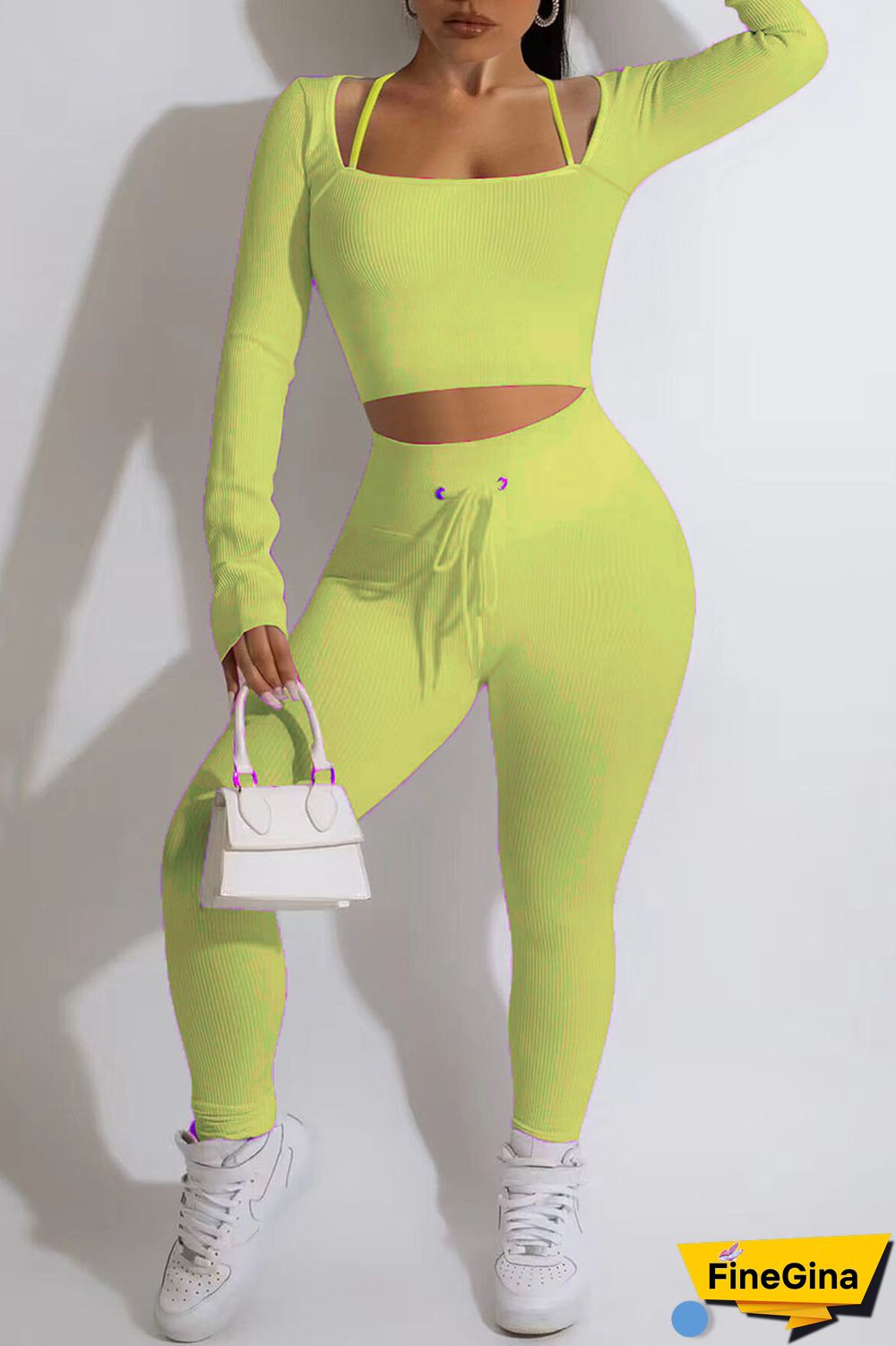 Yellow Casual Street Solid Patchwork Square Collar Long Sleeve Two Pieces