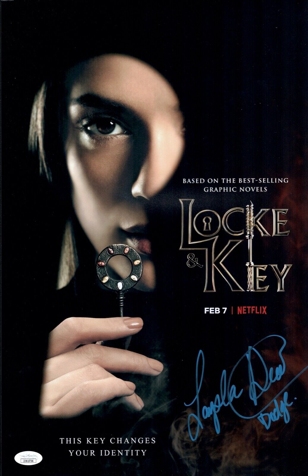 LAYSLA DE OLIVEIRA Signed LOCKE & KEY 11x17 Photo Poster painting DODGE Autograph JSA COA Cert