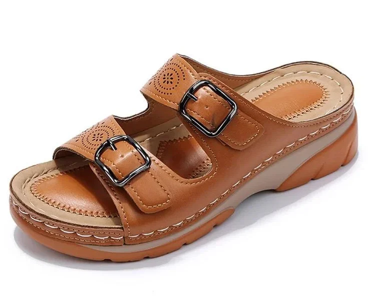 Breathable Orthopedic Adjustable Ladies Leather Sandals