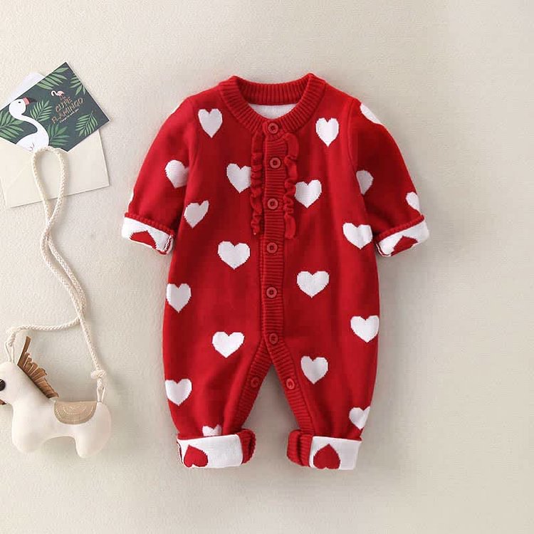 Baby Heart Knitted Warm Romper