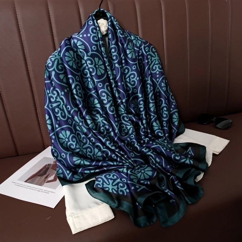 Adults Ig Style Mango Satin Printing Silk Scarf Shawl